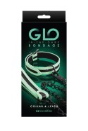 GLO BONDAGE COLLAR AND LEASH GREEN