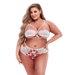 Bielizna-White Floral & Laca Bra Set XL