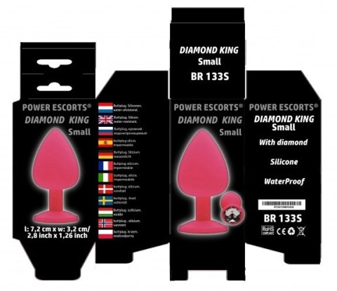 Plug-Diamond King Small -Butt Plug-Pink/Pink Stone Plug-Diamond King Small -Butt Plug-Pink/Pink Stone