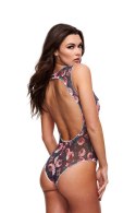 GREY FLORAL & LACE TEDDY, M/L