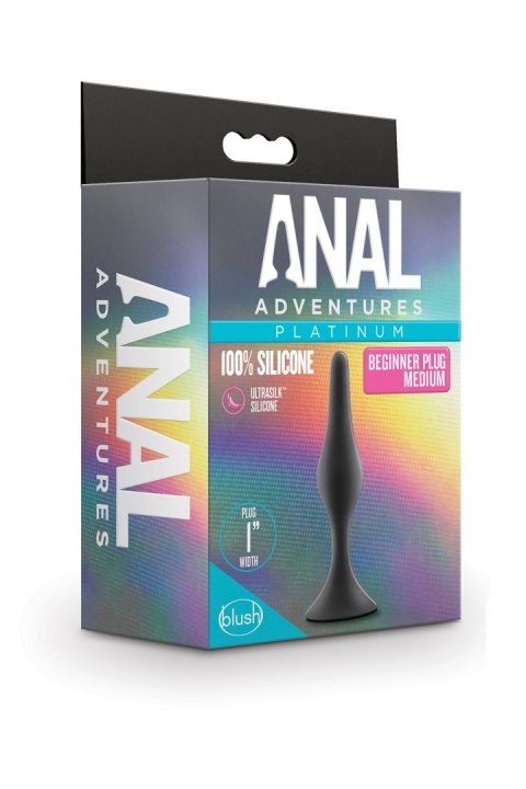 ANAL ADVENTURES PLATINUM SILICONE BEGINNER PLUG MEDIUM BLACK ANAL ADVENTURES PLATINUM SILICONE BEGINNER PLUG MEDIUM BLACK