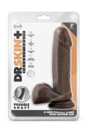 DR. SKIN PLUS 8 INCH POSABLE DILDO WITH BALLS CHOCOLATE