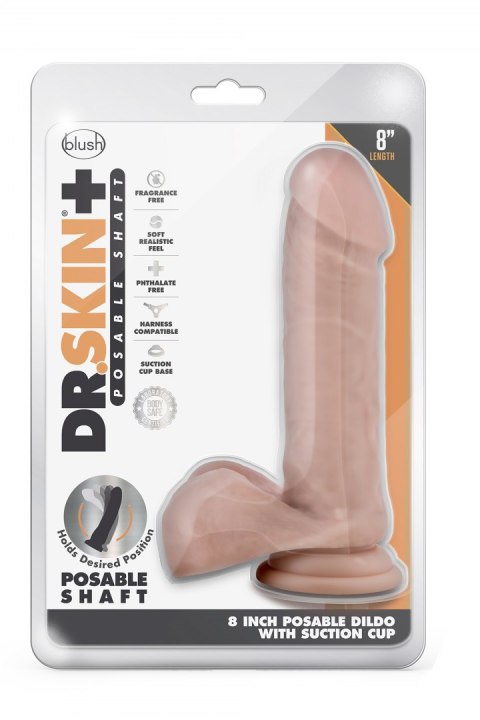 DR. SKIN PLUS 8 INCH POSABLE DILDO WITH BALLS VANILLA DR. SKIN PLUS 8 INCH POSABLE DILDO WITH BALLS VANILLA