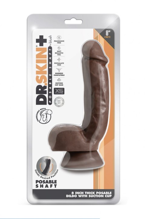 DR. SKIN PLUS 8 INCH THICK POSEABLE DILDO WITH SQUEEZABLE BALLS CHOCOLATE DR. SKIN PLUS 8 INCH THICK POSEABLE DILDO WITH SQUEEZABLE BALLS CHOCOLATE
