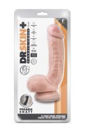 DR. SKIN PLUS 8 INCH THICK POSEABLE DILDO WITH SQUEEZABLE BALLS VANILLA