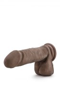 DR. SKIN PLUS 9 INCH THICK POSABLE DILDO WITH BALLS CHOCOLATE