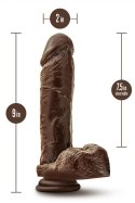 DR. SKIN PLUS 9 INCH THICK POSABLE DILDO WITH BALLS CHOCOLATE