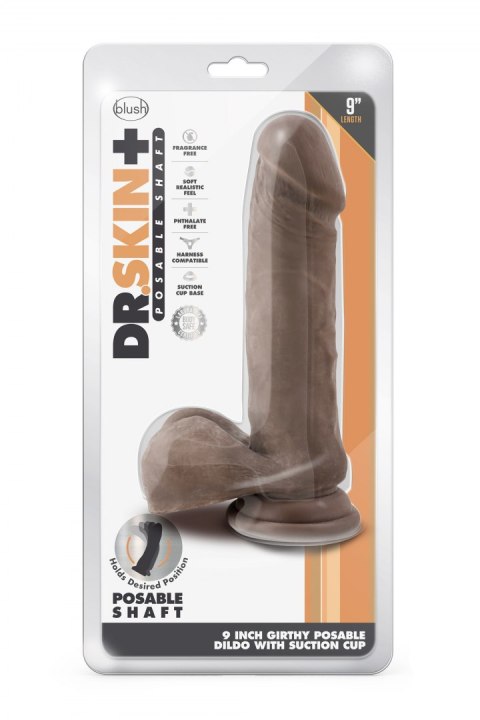 DR. SKIN PLUS 9 INCH THICK POSABLE DILDO WITH BALLS CHOCOLATE DR. SKIN PLUS 9 INCH THICK POSABLE DILDO WITH BALLS CHOCOLATE