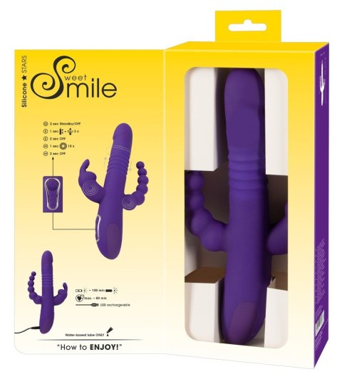 Wibrator z funkcją pchnięcia i koralikami analnymi 24,8cm Sweet Smile Wibrator z funkcją pchnięcia i koralikami analnymi 24,8cm Sweet Smile