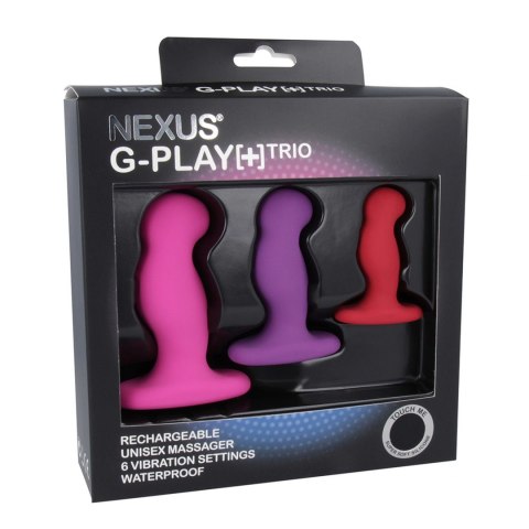 NEXUS - G-PLAY TRIO PLUS UNISEX VIBRATOR PACK S/M/L PINK RED PURPLE NEXUS - G-PLAY TRIO PLUS UNISEX VIBRATOR PACK S/M/L PINK RED PURPLE