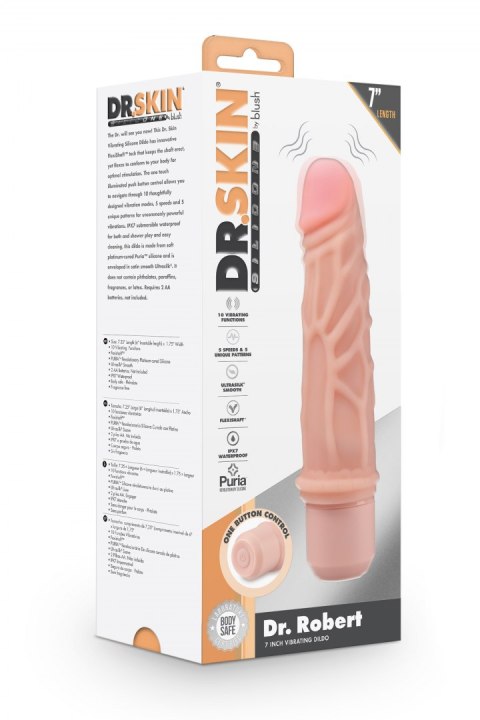 DR. SKIN SILICONE DR. ROBERT 7 INCH VIBRATING DILDO BEIGE DR. SKIN SILICONE DR. ROBERT 7 INCH VIBRATING DILDO BEIGE