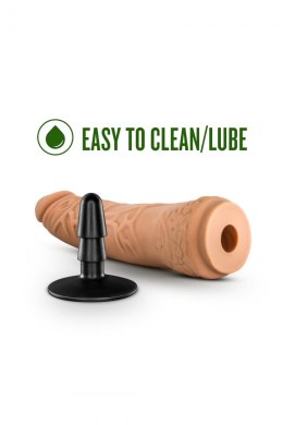 LOCK ON HEXANITE 7.5 INCH DILDO WITH SUCTION CUP ADAPTER MOCHA