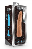LOCK ON HEXANITE 7.5 INCH DILDO WITH SUCTION CUP ADAPTER MOCHA
