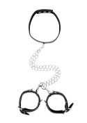 BONDED LEATHER COLLAR WITH HAND CUFFS