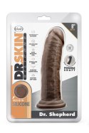 DR. SKIN SILICONE DR. SHEPHERD 8 INCH DILDO WITH SUCTION CUP CHOCOLATE