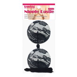 REUSABLE BLACK LACE ROUND TASSEL NIPPLE PASTIES
