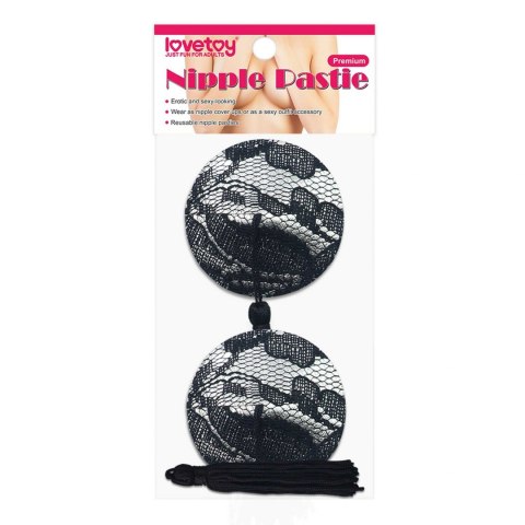 REUSABLE BLACK LACE ROUND TASSEL NIPPLE PASTIES REUSABLE BLACK LACE ROUND TASSEL NIPPLE PASTIES