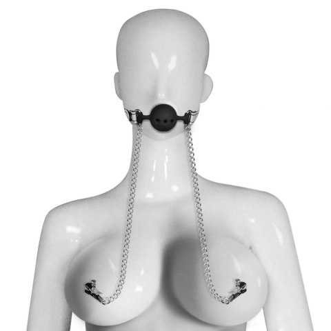 BREATHABLE BALL GAG WITH NIPPLE CLAMP BREATHABLE BALL GAG WITH NIPPLE CLAMP