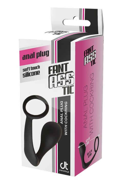 FANTASSTIC ANAL PLUG WITH COCKRING BLACK FANTASSTIC ANAL PLUG WITH COCKRING BLACK