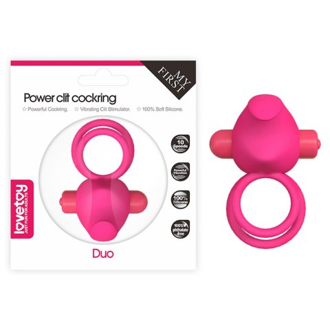 POWER CLIT DUO SILICONE COCKRING PINK POWER CLIT DUO SILICONE COCKRING PINK