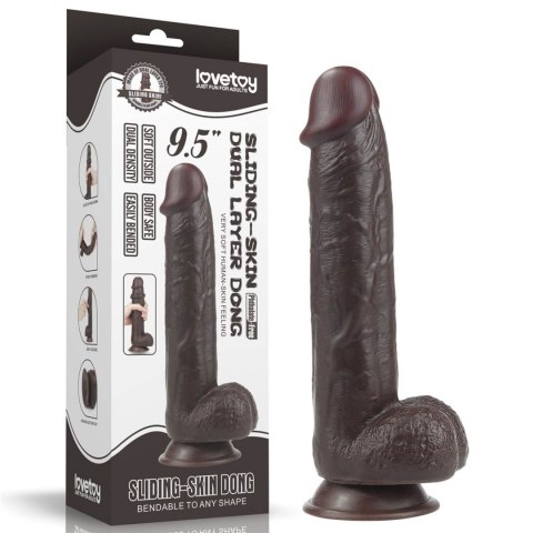 9.5'' Sliding Skin Dual Layer Dong - Black 9.5'' Sliding Skin Dual Layer Dong - Black