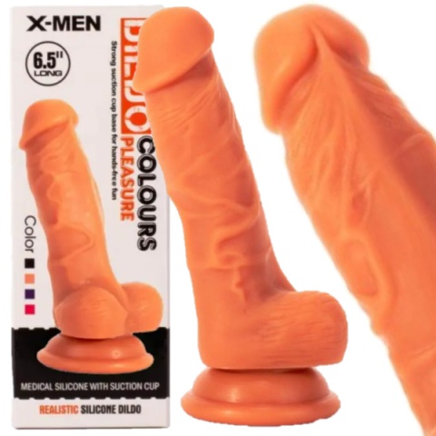 DILDO Z PRZYSSAWKĄ REALISTYCZNE ŻYŁY JĄDRA 16,5 CM