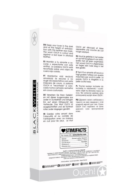 BONDED LEATHER EYE-MASK ""OUCH"" - WITH ELASTIC STRAPS BONDED LEATHER EYE-MASK ""OUCH"" - WITH ELASTIC STRAPS