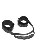BONDED LEATHER HAND CUFFS WITH HANDLE