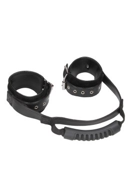 BONDED LEATHER HAND CUFFS WITH HANDLE