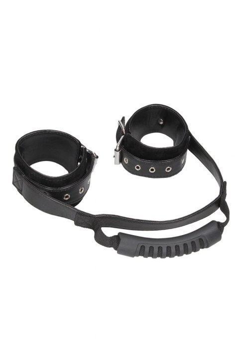 BONDED LEATHER HAND CUFFS WITH HANDLE BONDED LEATHER HAND CUFFS WITH HANDLE