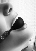 SILICONE BALL GAG - WITH ADJUSTABLE BONDED LEATHER STRAPS