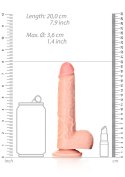 STRAIGHT REALISTIC DILDO BALLS SUCTION CUP - 7""/ 18 CM