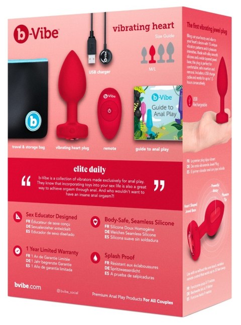 Vibrating Heart Plug M/L Red Vibrating Heart Plug M/L Red