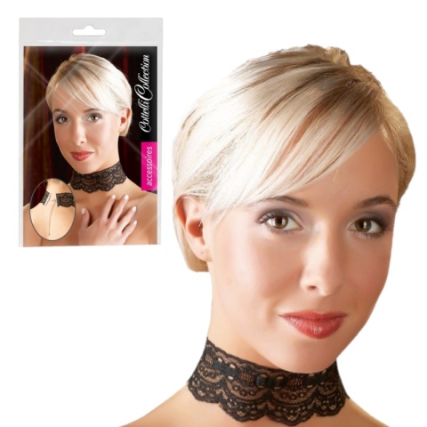 SEKSOWNY NASZYJNIK CHOKER KORONKOWY HAFT CZARNY