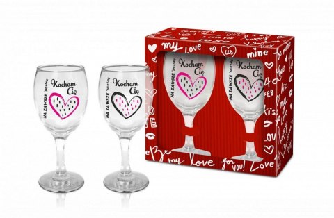 WALENTYNKI - ZESTAW 2 KIELISZKÓW DO WINA 220ML - KOCHAM CIĘ WALENTYNKI - ZESTAW 2 KIELISZKÓW DO WINA 220ML - KOCHAM CIĘ