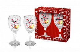 Walentynki - zestaw 2 kieliszków do wina 220ml - Z miłością nie wygrasz