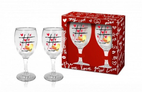 Walentynki - zestaw 2 kieliszków do wina 220ml - Z miłością nie wygrasz Walentynki - zestaw 2 kieliszków do wina 220ml - Z miłością nie wygrasz
