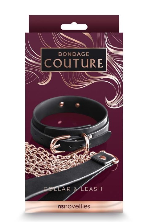 BONDAGE COUTURE COLLAR AND LEASH BLACK BONDAGE COUTURE COLLAR AND LEASH BLACK
