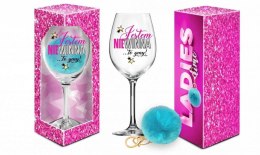 LADIES TIME - KIELISZEK DO WINA SIGNORIA 700ML + POMPON - JESTEM NIEWINNA
