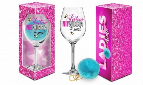 LADIES TIME - KIELISZEK DO WINA SIGNORIA 700ML + POMPON - JESTEM NIEWINNA