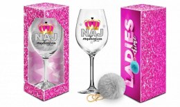 LADIES TIME - KIELISZEK DO WINA SIGNORIA 700ML + POMPON - NAJMĄDRZEJSZA