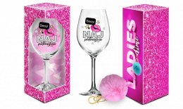 LADIES TIME - KIELISZEK DO WINA SIGNORIA 700ML + POMPON - NAJPIĘKNIEJSZA