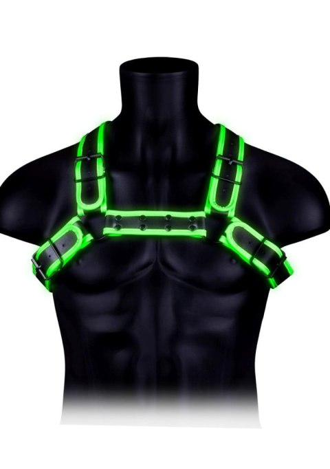 BUCKLE BULLDOG HARNESS - GITD - NEON GREEN/BLACK - L/XL