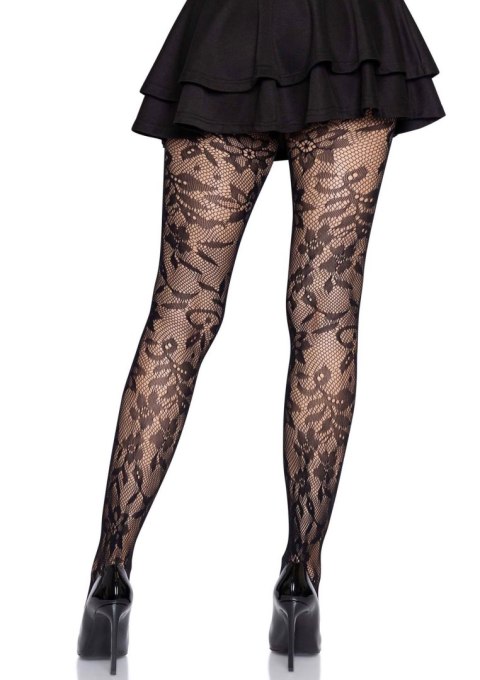 Seamless Floral Lace Tights Black Seamless Floral Lace Tights Black