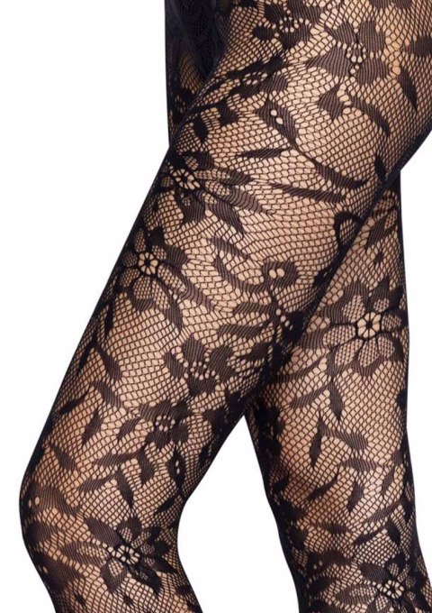 Seamless Floral Lace Tights Black Seamless Floral Lace Tights Black