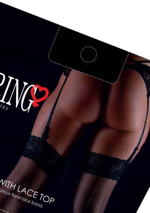 Net Stockings with Lace Top Black Net Stockings with Lace Top Black