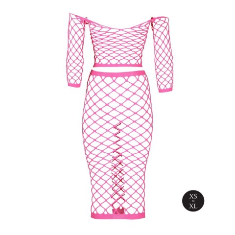 LONG SLEEVE CROP TOP AND LONG SKIRT - PINK - XS/XL LONG SLEEVE CROP TOP AND LONG SKIRT - PINK - XS/XL