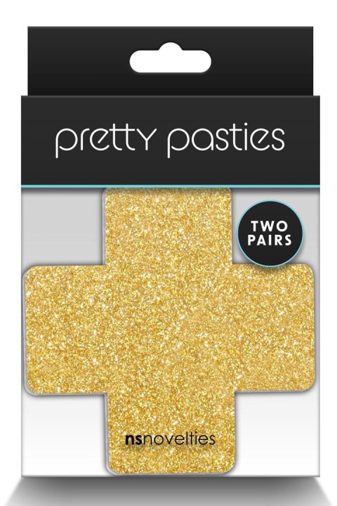 PRETTY PASTIES GLITTER CROSS BLACK GOLD 2 PAIR PRETTY PASTIES GLITTER CROSS BLACK GOLD 2 PAIR