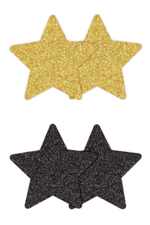 PRETTY PASTIES GLITTER STARS BLACK GOLD 2 PAIR PRETTY PASTIES GLITTER STARS BLACK GOLD 2 PAIR