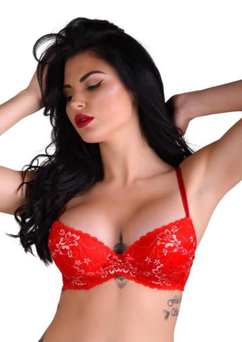 Demi bra with floral lace Red Demi bra with floral lace Red